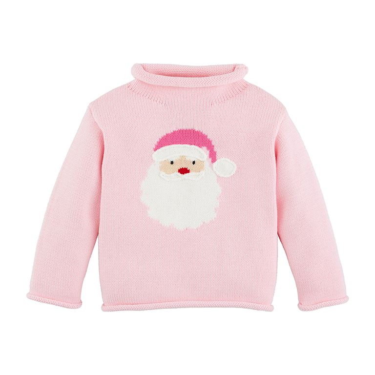 Rollneck Sweater Pink Santa Intarsia Mud Pie Tiny Town Inc 