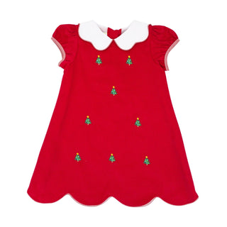 Kendall Dress with Embroidery - Christmas Trees