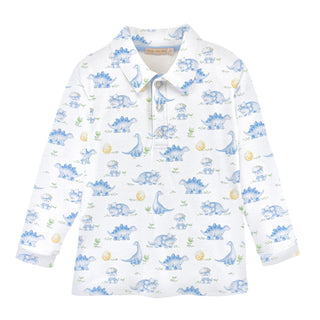 Pima Printed Long-sleeve Collared Shirt - Cute Dinos