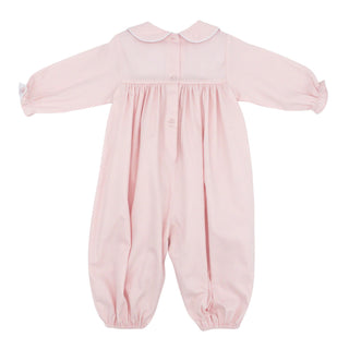 Girls Pique Long Romper with Hand-embroidery - Birds