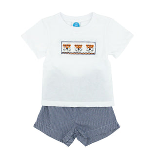 Boys Smocked Game Day Short Set - Auburn