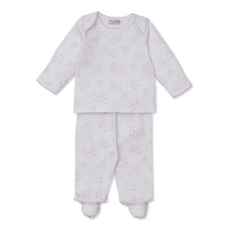 Printed Footed Pant Set - Cheerful Good Night - Light Pink