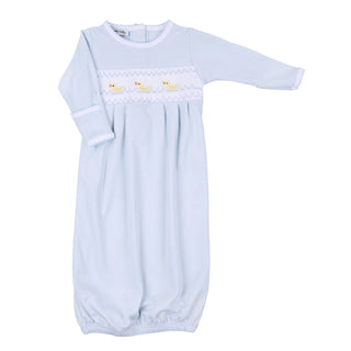 Just Ducky Classic Smocked Long-sleeve Gathered Gown