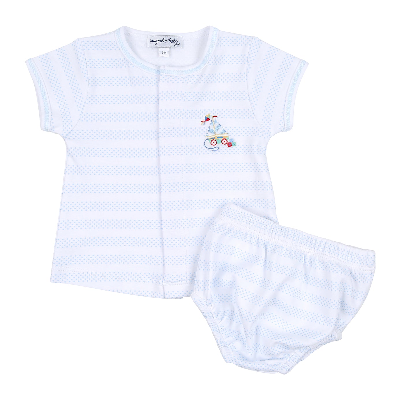 Vintage Sailboat Embroidered Diaper Cover Set