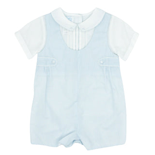 Boys Romper with Side Tabs and Pintucks