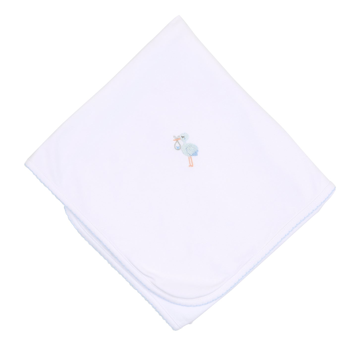 Tiny Stork Embroidered Receiving Blanket