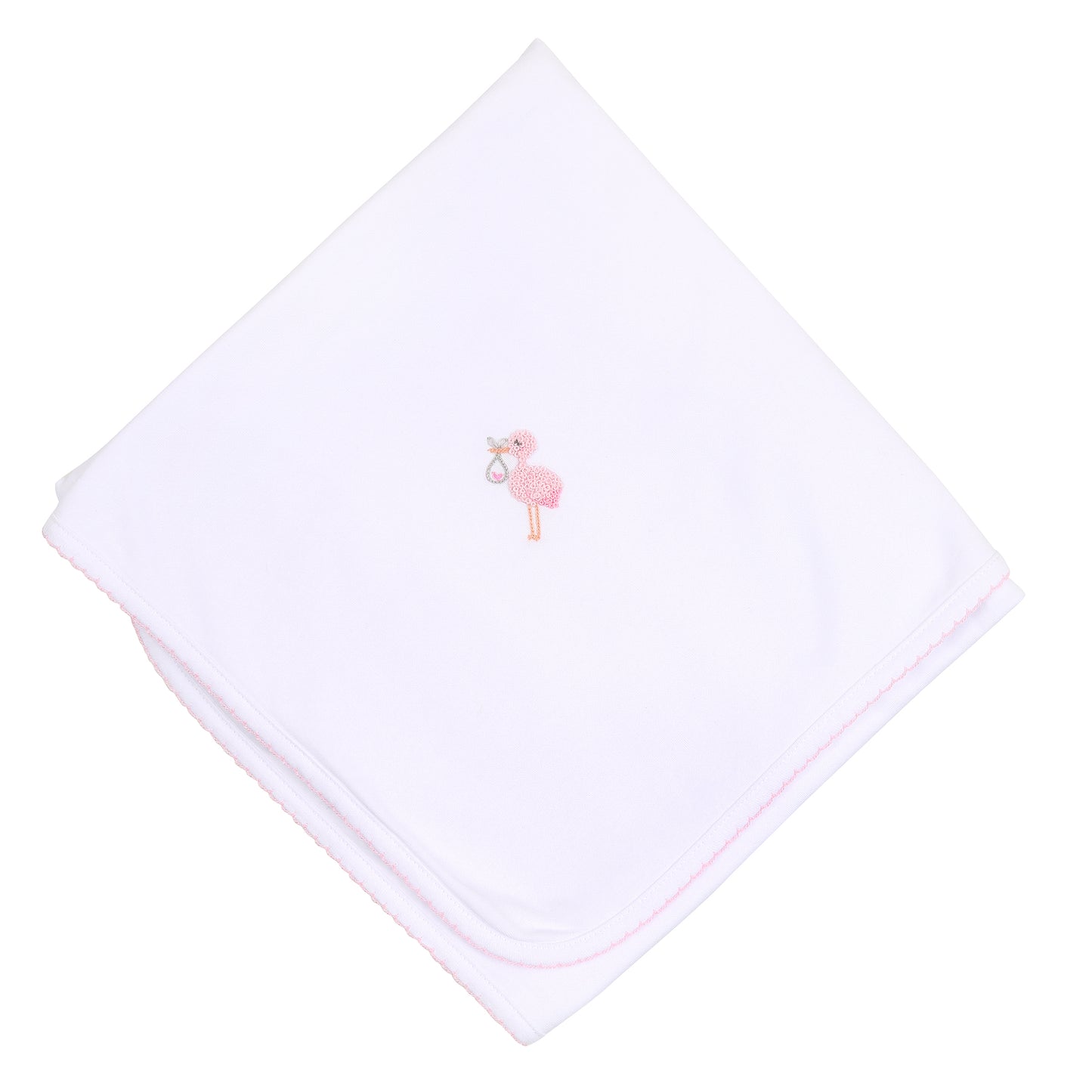 Tiny Stork Embroidered Receiving Blanket