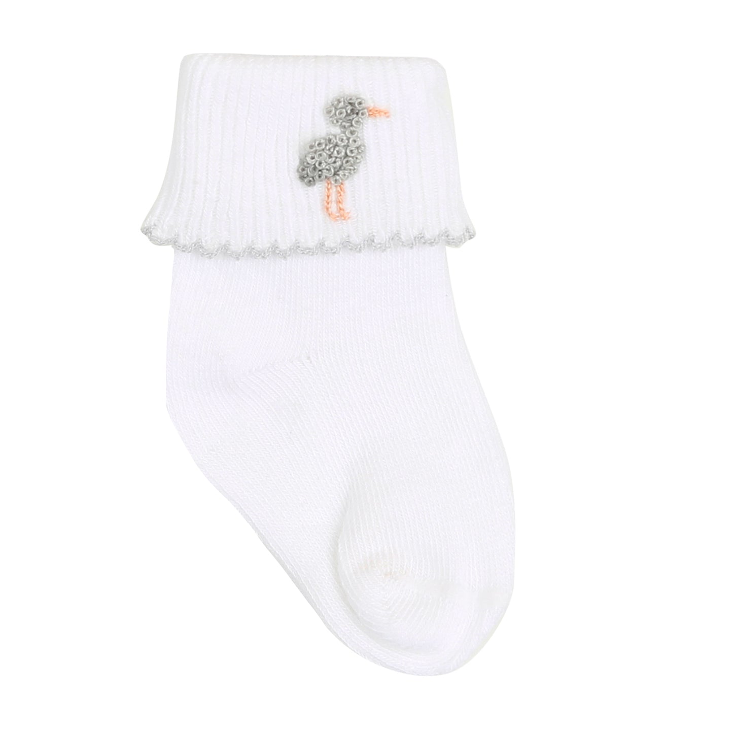 Tiny Stork Embroidered Socks