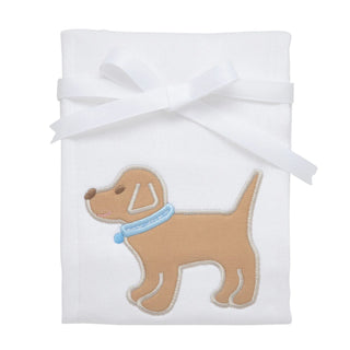 Single Appliqued Burp Cloth - Blue Puppy