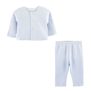 Pima English Knot Cardigan and Pant Set - Blue
