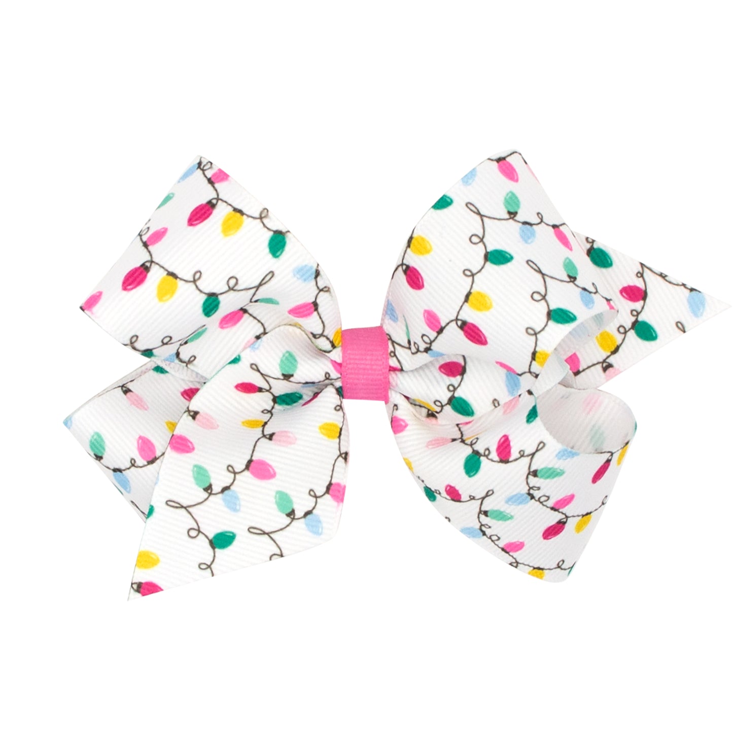 Christmas Lights Print Grosgrain Hair Bow
