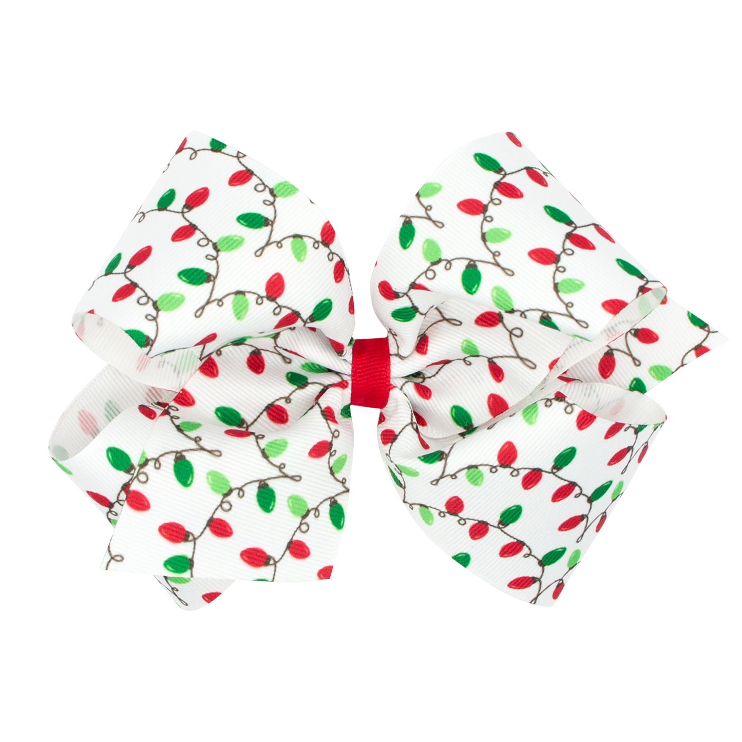 Christmas Lights Print Grosgrain Hair Bow