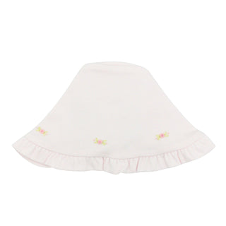 Pima Ruffle Bonnet with Hand-embroidery - Sweet Roses