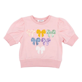 Girls Knit Shirt with Sequins - Bows