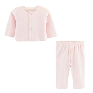 Pima English Knot Cardigan and Pant Set - Pink