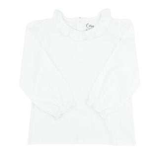 Girl's Long-sleeve Ruffle Neck Blouse