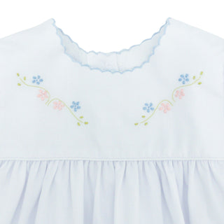 Dress with Scallop Trim and Bird Hand-embroidery