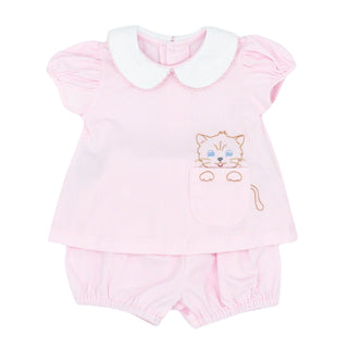 Gemma Knit Bloomer Set with Cat Embroidery