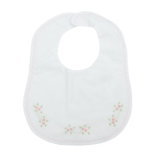 Bib with Scallop Stitching and Hand-embroidery - Flowers