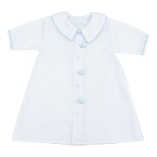 Boys Pique Daygown with Lamb Embroidery and Cord Trim