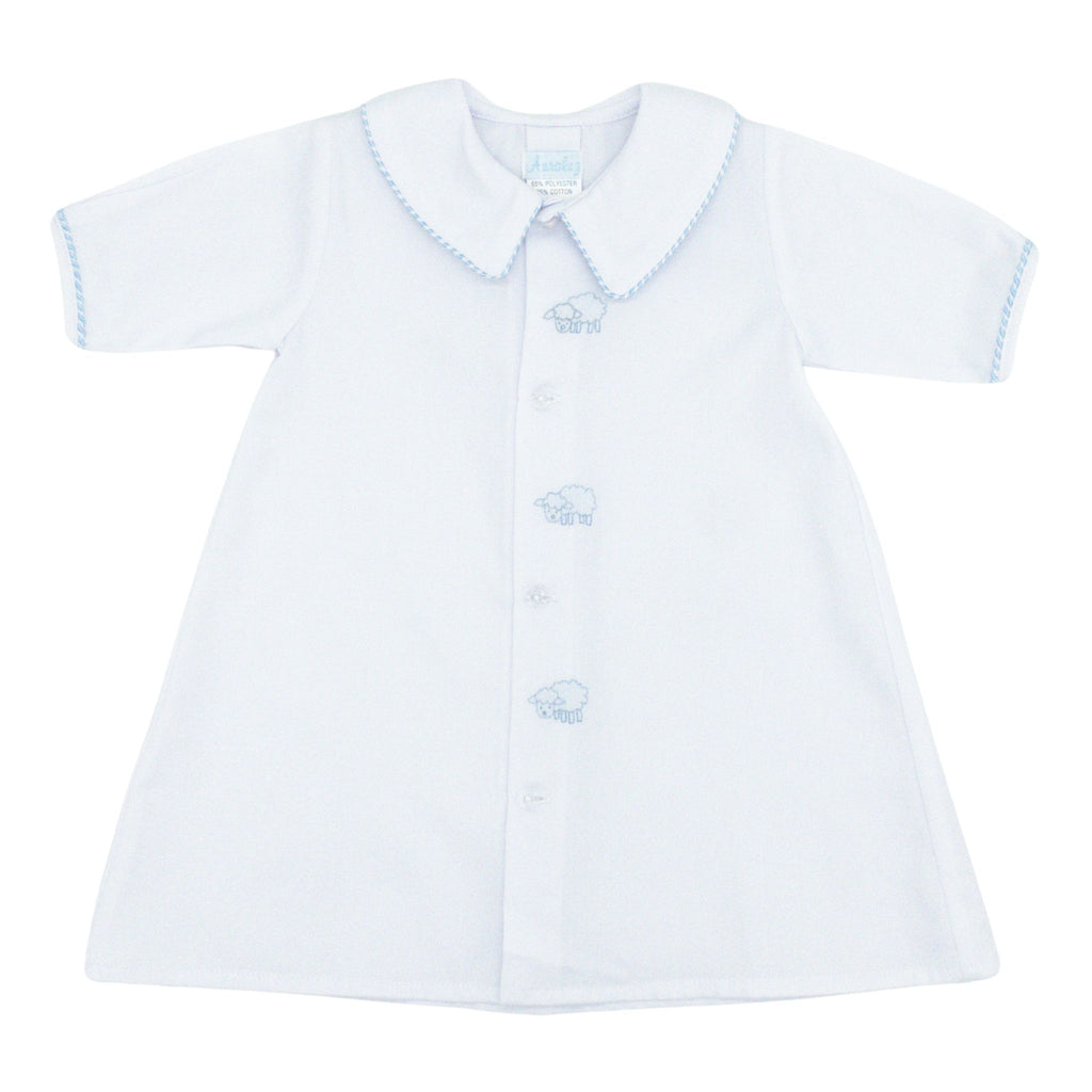 Auraluz Blue Daygown with Train Embroidery