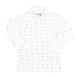Pima Turtleneck - Red Bitty Dot