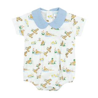 Boys Pima Collared Bubble - Mallard Print