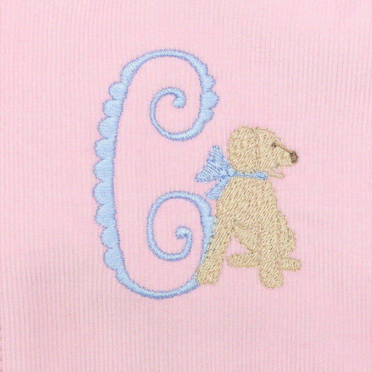 Puppy with Bow Design and Single Letter Monogram
