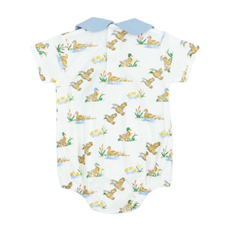 Boys Pima Collared Bubble - Mallard Print