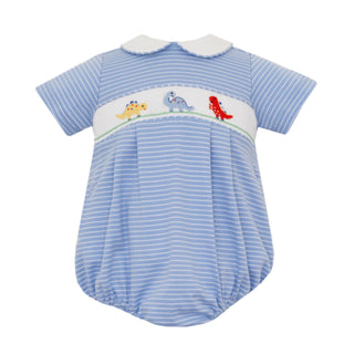 Boys Knit Bubble with Smocking - Dinosaurs