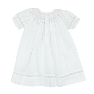 Bishop Dress with Matching Bonnet - White