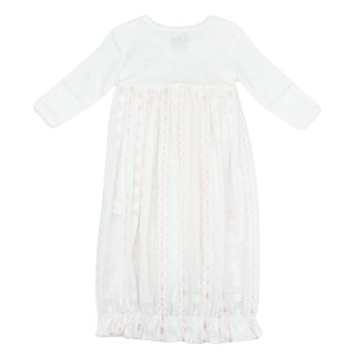 Pima Lap Shoulder Gown with Swiss Embroidery and Crochet Edging and Satin Ribbon