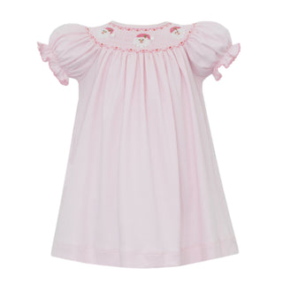 Knit Bishop Dress with Smocking - Santa Faces