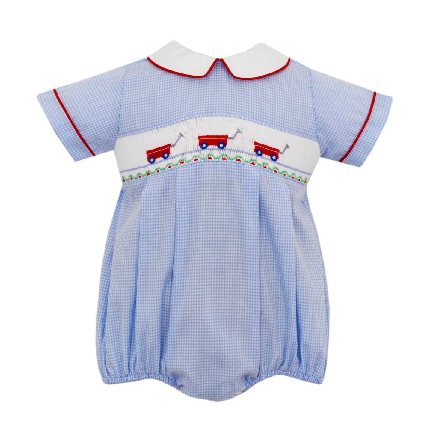 Boys Smocked Red Wagon Bubble