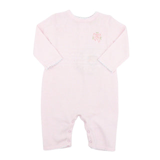 Girls Knit Romper with Bow Embroidery