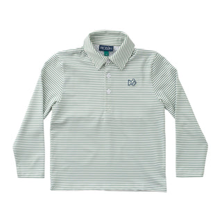 Boys Long-sleeve Pro Perfromance Polo - Frosty Spruce Stripe