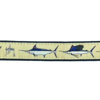 Embroidered Ribbon Belt - Guy Harvey on Navy