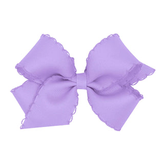 Classic Grosgrain Moonstitch Hair Bow - Light Orchid with Light Orchid