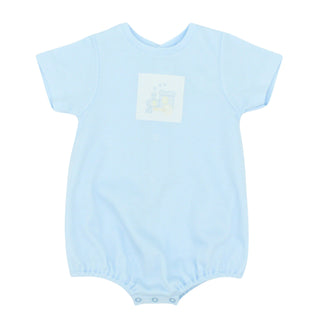 Boys Knit Bubble with Train Hand-embroidery