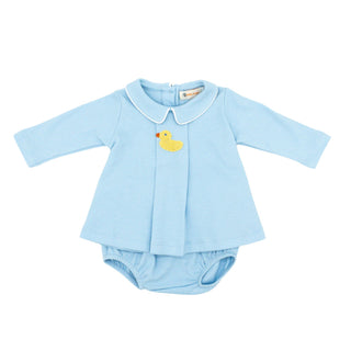 Boys Pleated Shirt Diaper Set with Crochet - Duckling