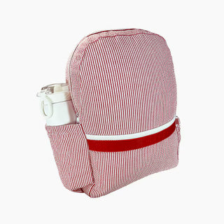 Seersucker Backpack with Pockets - Red