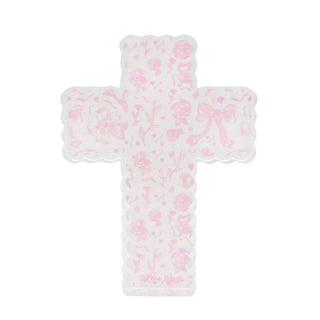 Scalloped Acrylic Cross Block - Pink Chinoiserie