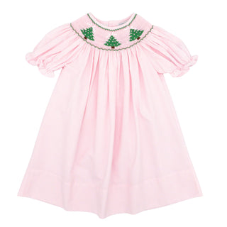 Bishop Dress with Smocked Christmas Trees