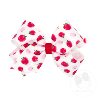 Printed Grosgrain Hair Bow - Back-to-School Apple Print