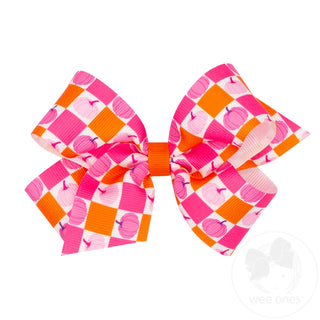 Printed Grosgrain Hair Bow - Pumpkin