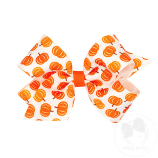 Printed Grosgrain Hair Bow - Harvest