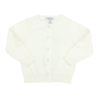 Cotton Cardigan with Ruffle Placket - White