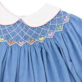 Billie Bishop Romper (Corduroy) with Hand-smocking - Hearts