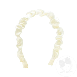 Crepe Satin Ruffled Headband - Antique White