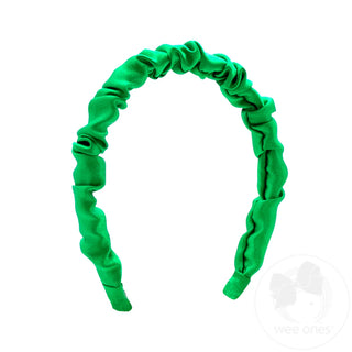 Crepe Satin Ruffled Headband - Emerald